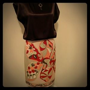Max Studio Floral Print Silk Skirt Size Small